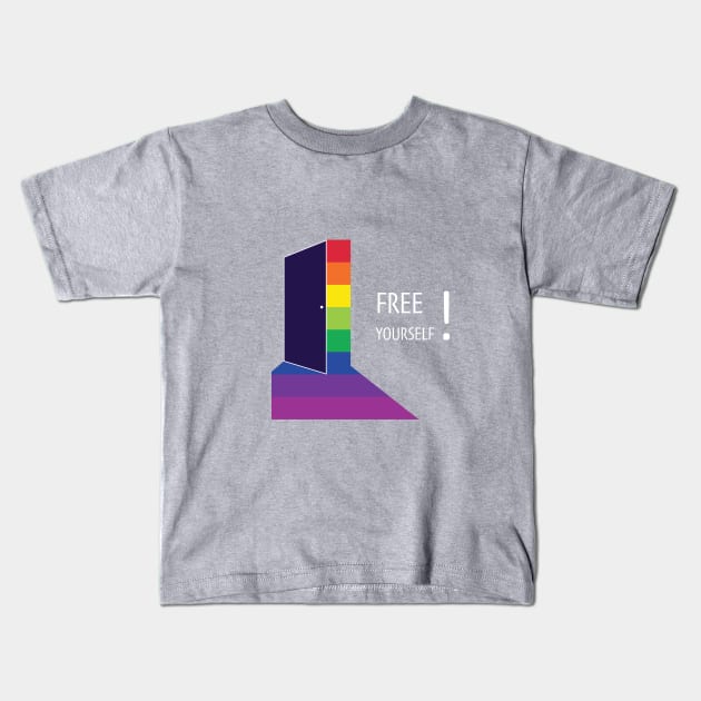 Free Yourself! Kids T-Shirt by Gaysite